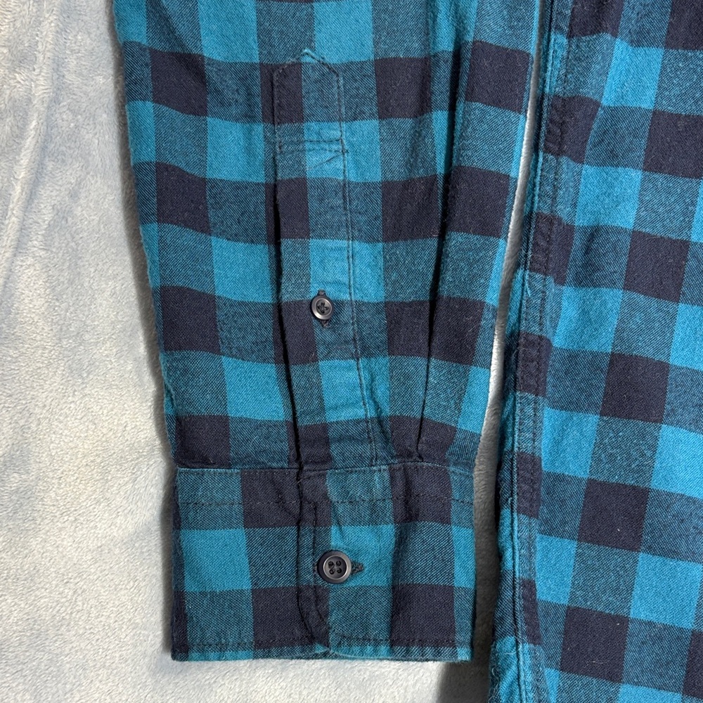 American Eagle Outfitters Blue Plaid Casual Button Down Shirt - Picture 5 of 7